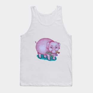 Cute piggy with  flowers illustration Tank Top